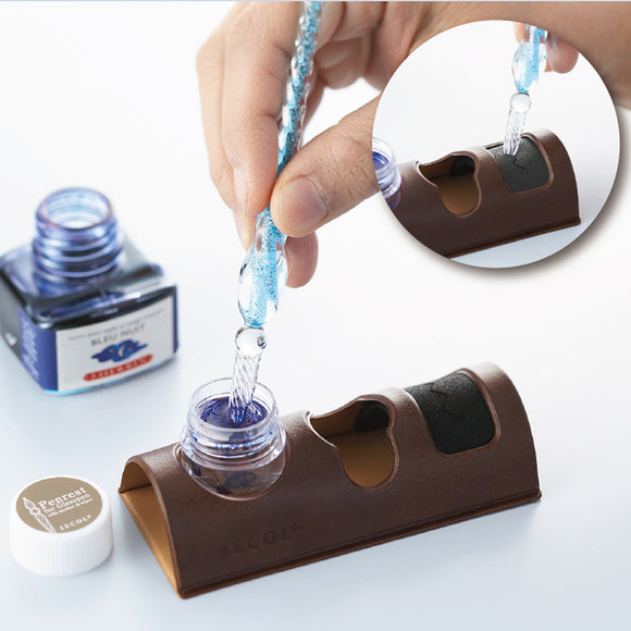 JECOLガラスペン用ペンレスト GP-R1｜筆洗用ボトル＆拭取り用吸水材付き！つけペン・Gペンにも対応！